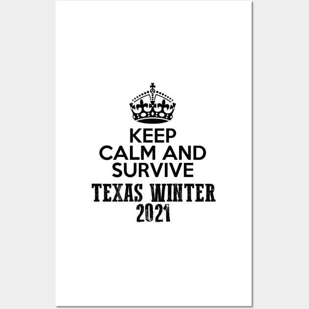 Keep Calm And Survive Texas Winter 2021 blizzard Wall Art by Mesyo